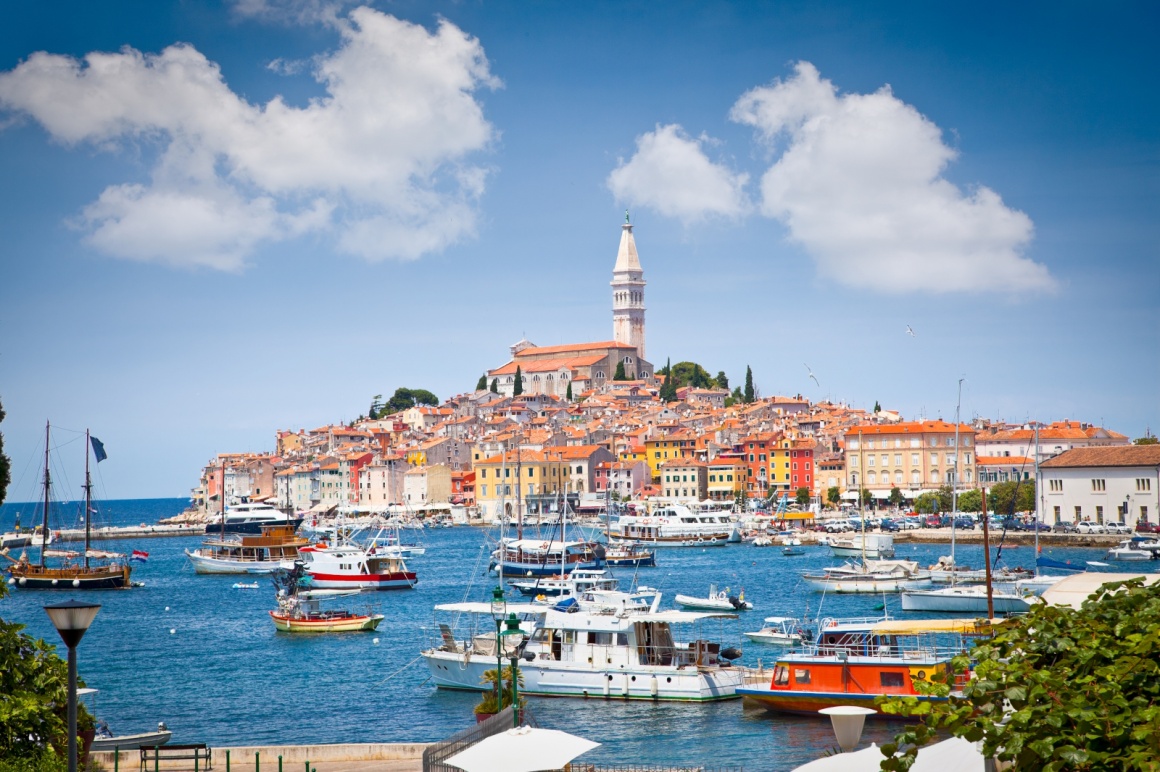 'Panoramic view on old town Rovinj from harbor. Istria peninsula, Croatia' - Istria