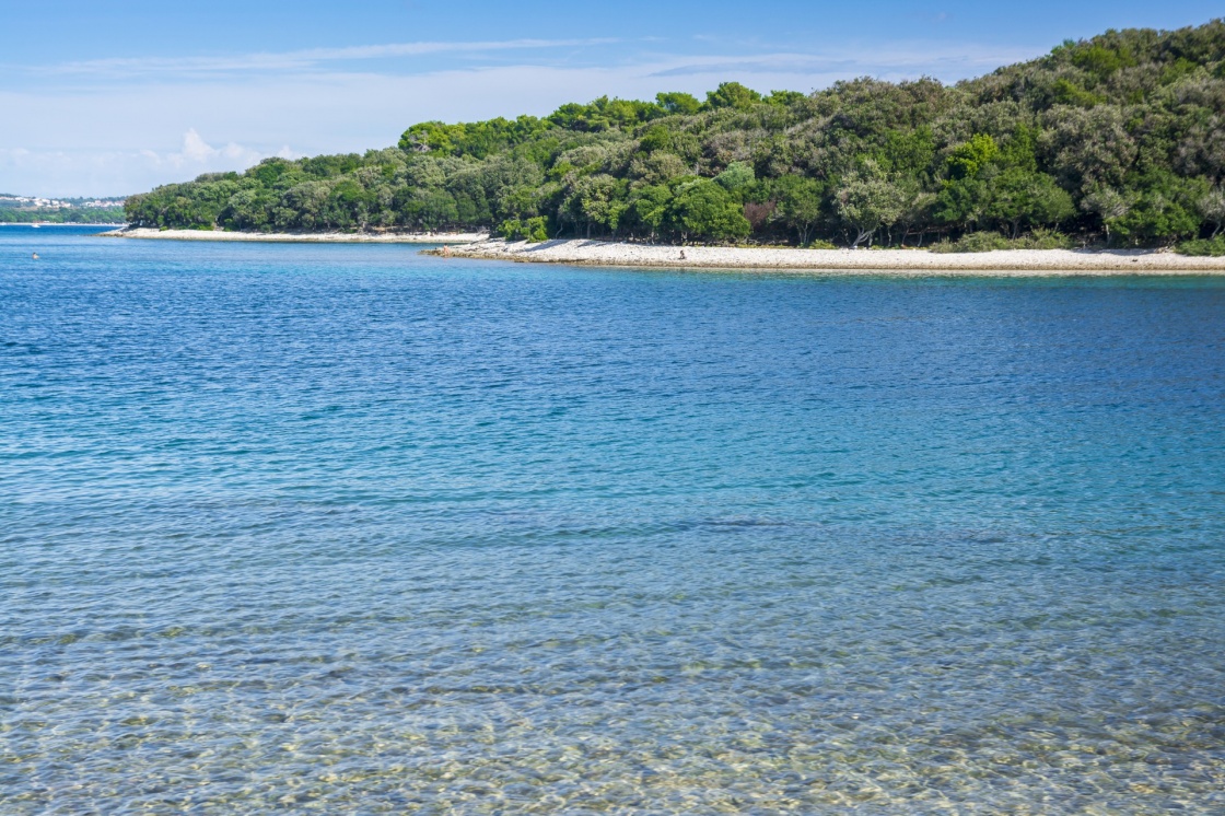 Small island with deep blue sea in Brijuni national park, Istria, Croatia
